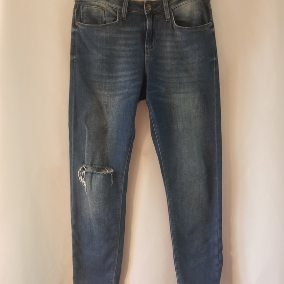 Topshop MOTO Dad Jeans - Distressed Blue - Picture 2 of 13